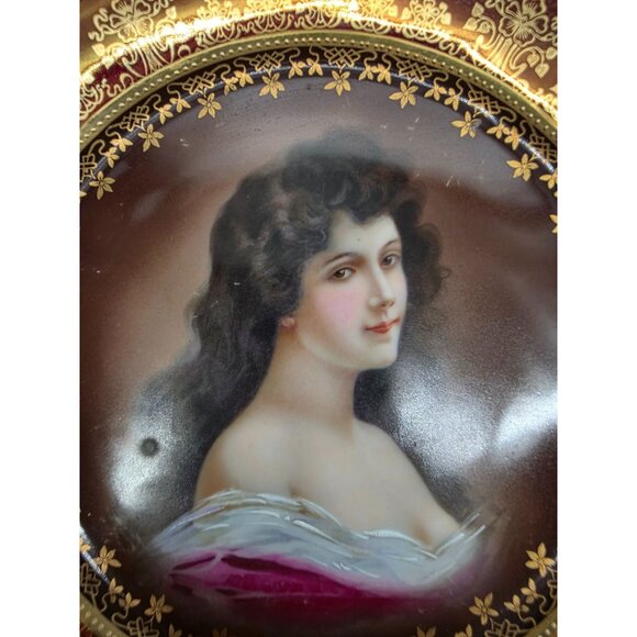 Antique Royal Vienna Female‎ Portrait Plate Amorosa 9 1/2" Hand-Painted - Picture 3 of 5